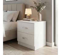 Fwstyle Tunis White 2 Drawer Bedside Table Chest (H) 47Cm (W) 40Cm (D) 39Cm