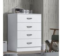 Fwstyle Tunis White 4 Drawer Chest (H) 90Cm (W) 70Cm (D) 41Cm