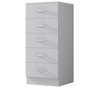 Fwstyle Tunis White 5 Drawer Chest Of Drawers Tallboy Slim Design (H) 90 (W) 40 (D) 40Cm