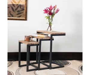 FWSTYLE Urban Design Modern Nest Of 3 Firewood Metal Nesting Table