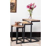 Fwstyle Urban Design Modern Nest Of 3 Firewood Metal Nesting Table In Brown Brown