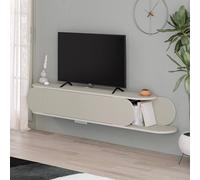 Fwstyle Wall Mounted Tv Unit Sandstone Push To Open In Brown Brown