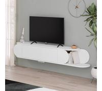 Fwstyle Wall Mounted Tv Unit White Push To Open In Brown Brown