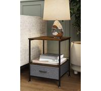 Walnut Effect Side Table With Storage Drawer FWStyle Brown One Size