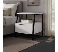 Fwstyle White 1 Door Bedside Table Nightstand Black Metal White One Size