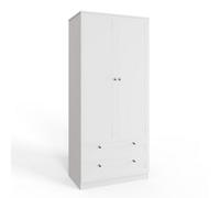 Fwstyle White 2 Door Wardrobe With 2 Drawers Panelled Modern Design
