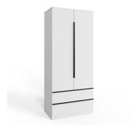 FWStyle White 2 Door Wardrobe With 2 Drawers Rippled Scalloped Effect FWStyle White