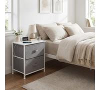 Fwstyle White 2 Drawer Bedside Chest Of Drawers Fabric Storage Unit