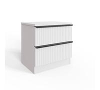 Fwstyle White 2 Drawer Bedside Chest Table Scalloped Ripple Effect White One Size