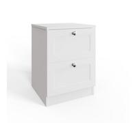 Fwstyle White 2 Drawer Bedside Table Chest Panelled Bedroom Furniture