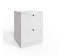 Fwstyle White 2 Drawer Bedside Table Chest Panelled Bedroom Furniture White One Size