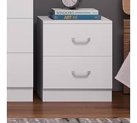 Fwstyle White 2 Drawer Bedside Table Chest Scratch Resistant White One Size