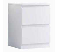 White 2 Drawer Bedside Table Scratch Resistant FWStyle White One Size