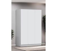 Fwstyle White 3 Door Wardrobe Push To Open Soft Close White One Size