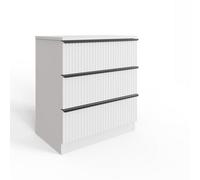 Fwstyle White 3 Drawer Chest Of Drawers Scalloped Ripple Effect