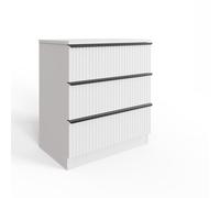 FWStyle White 3 Drawer Chest Of Drawers Scalloped Ripple Effect FWStyle White