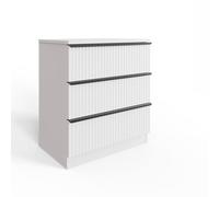 Fwstyle White 3 Drawer Chest Of Drawers Scalloped Ripple Effect White One Size