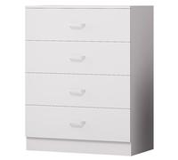 FWStyle White 4 Drawer Chest Of Drawers Metal Handles Scratch Resistant FWStyle White