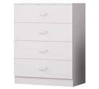 Fwstyle White 4 Drawer Chest Of Drawers Metal Handles Scratch Resistant White