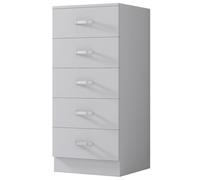 Fwstyle White 5 Drawer Chest Of Drawers Metal Handles Tall Slim White One Size