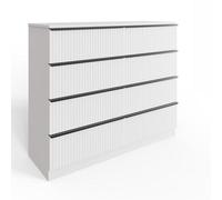 Fwstyle White 8 Drawer Chest Of Drawers Scalloped Ripple Effect