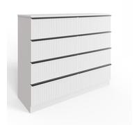 FWStyle White 8 Drawer Chest Of Drawers Scalloped Ripple Effect FWStyle White