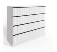 Fwstyle White 8 Drawer Chest Of Drawers Scalloped Ripple Effect White One Size