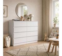 Fwstyle White 8 Drawer Chest Of Drawers Scratch Resistant (H) 99Cm (W) 110Cm (D) 40Cm New Deep Design