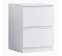 Fwstyle White Bedside Chest Table 2 Drawer 40% Extra Storage