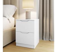 FWStyle White Bedside Table Modern Nightstand 2 Drawer FWStyle White