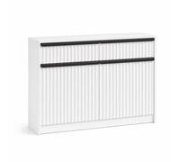 Fwstyle White Fluted 2 Door 2 Drawer Sideboard Storage Unit Scratch Resistant Hallway Furniture