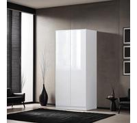 Fwstyle White Gloss 2 Door Double Wardrobe Push Open