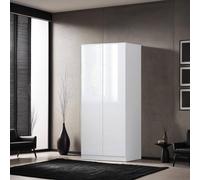 FWStyle White Gloss 2 Door Double Wardrobe Push Open FWStyle White