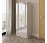 Fwstyle White Gloss 2 Door Wardrobe Double Scratch Resistant