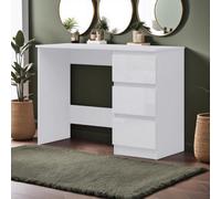 Fwstyle White Gloss Dressing Table 3 Drawer Desk