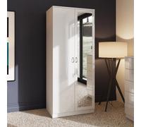 Fwstyle White Gloss Mirrored 2 Door Wardrobe Scratch Resistant