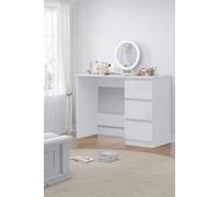 Fwstyle White Gloss Vanity Makeup Dressing Table Desk With 3 Deep Drawers White
