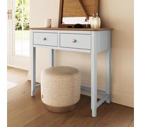 FWStyle White Linen 2 Drawer Dressing Table Oak Top Assembled FWStyle White