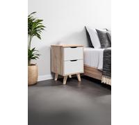 FWStyle White & Oak Bedside Table Nightstand FWStyle White