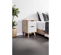 Fwstyle White & Oak Bedside Table Nightstand White