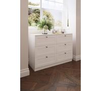 Fwstyle White Panelled 6 Drawer Chest (H) 77 (W) 110 (D) 40Cm Extra Deep Drawers White One Size