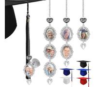 FwSYouMAI Personalised Graduation Tassel Photo Charm with Angel Wings Custom Memorial Tassel for Graduation Cap 2025 Graduate Gifts-2 Photos