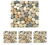 FWTRMRC 4Pcs River Rock Garden Stepping Stones 30 x 30 x 3cm | Outdoor Pathway Tiles Interlocking Paving Tiles Square Pebble Stone Mat for Yard Patio Pathway Landscaping Bearing 200kg