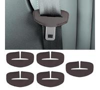 FWUNYVN 5PCS Seats Belt Buckle Cover,Car Seats Belt Fixing Buckle Decorate Protector Leather Cover,Seats Belt Silencer Clip Holster,Seats Belt Buckle Cover for Most Vehicles -Brown