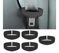 FWUNYVN 5PCS Seats Belt Buckle Cover,Car Seats Belt Fixing Buckle Decorate Protector Leather Cover,Seats Belt Silencer Clip Holster,Seats Belt Buckle Cover for Most Vehicles -Black
