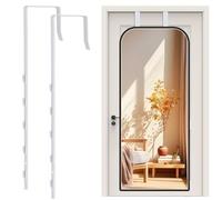 FWUNYVN Over-The-Door Mirror Hanger, Adjustable Door Mirrors Hanger Set with Protective Lining, 2 Pcs Door Brackets Perfect Height and Fit (Mirror Not Included)-White