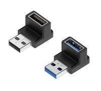 FWYDRJZC 2 Pack 90 Degree USB 3.1 Adapter Up and Down Angle Coupler for 10Gbps Data Transfer and 3A Charging USB-A OTG Adapte Compatible with Laptop Keyboard Hard Drive Power Bank PC