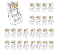 FWYDRJZC 25 Pack Cat5E RJ45 Connectors, Gold Plated Ethernet Modular Plugs | For UTP solid and stranded Ethernet cables, ideal for custom LAN cable assembly at home, offices and network setups.
