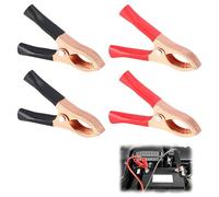 FWYDRJZC 4Pcs 30A Crocodile Clips for Car Battery Charger Surface Copper Plating with Insulated Rubber Grip 70mm Battery Clamps Car Battery Alligator Clips for Car Auto (Red/Black)