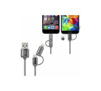 FX 2 in 1 Braided 'Charge & Sync Cable' 2m Space Grey FX Grey